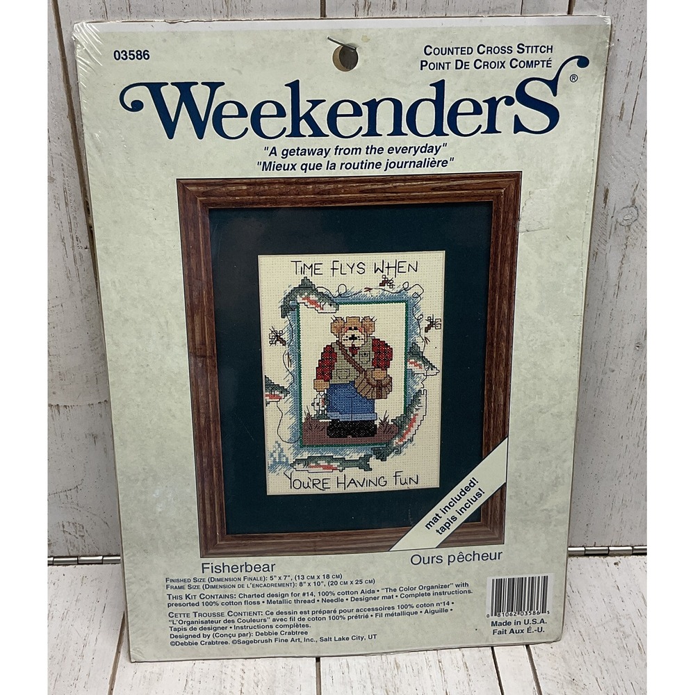 Weekenders "Fishbear" Time Flys When Your Having Fun Counted Cross Stitch 5x7